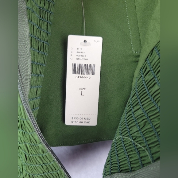 Anthropologie Hutch Dark Satin Green Bow Tie Tube Zip Up Top Blouse Size L - Picture 9 of 12